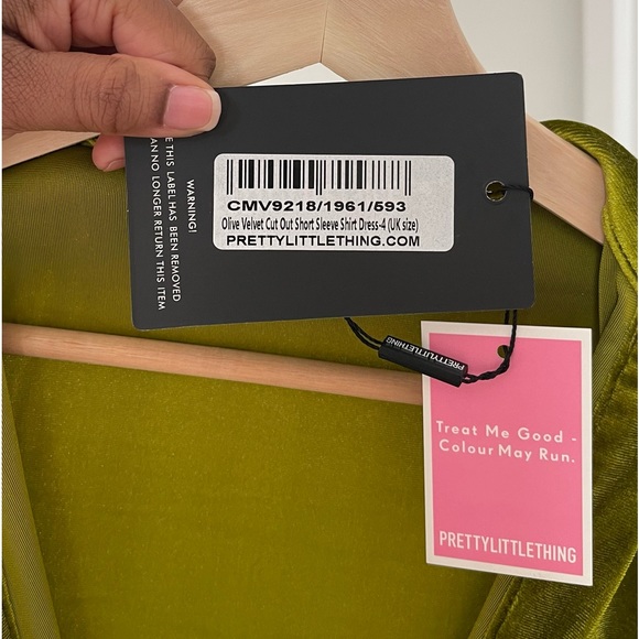 Olive Velvet Cut Out Short Sleeve Shirt Dress - Picture 4 of 5